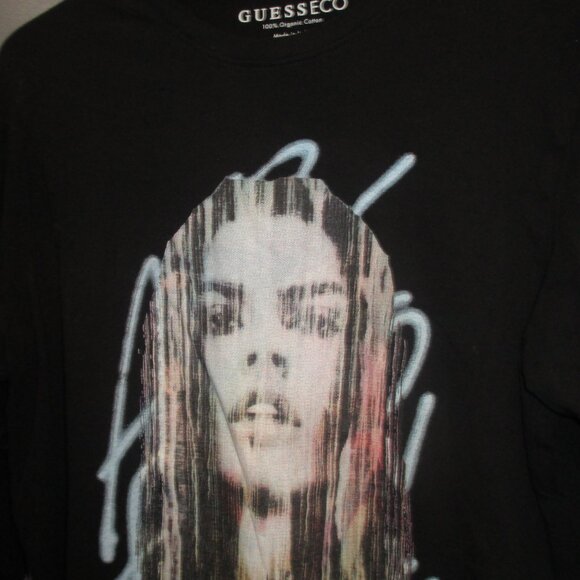 GUESS ECO Shirt Size XS Black With Graphics Long Sleeve 100% Organic Cotton - Picture 7 of 12